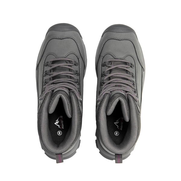 Women's Cap-Toe Leather Waterproof Hiking Boots - DARK GREY - 6